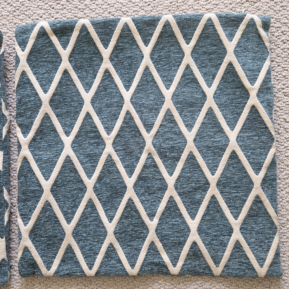 Blue and White Geometric Throw Pillow Cases